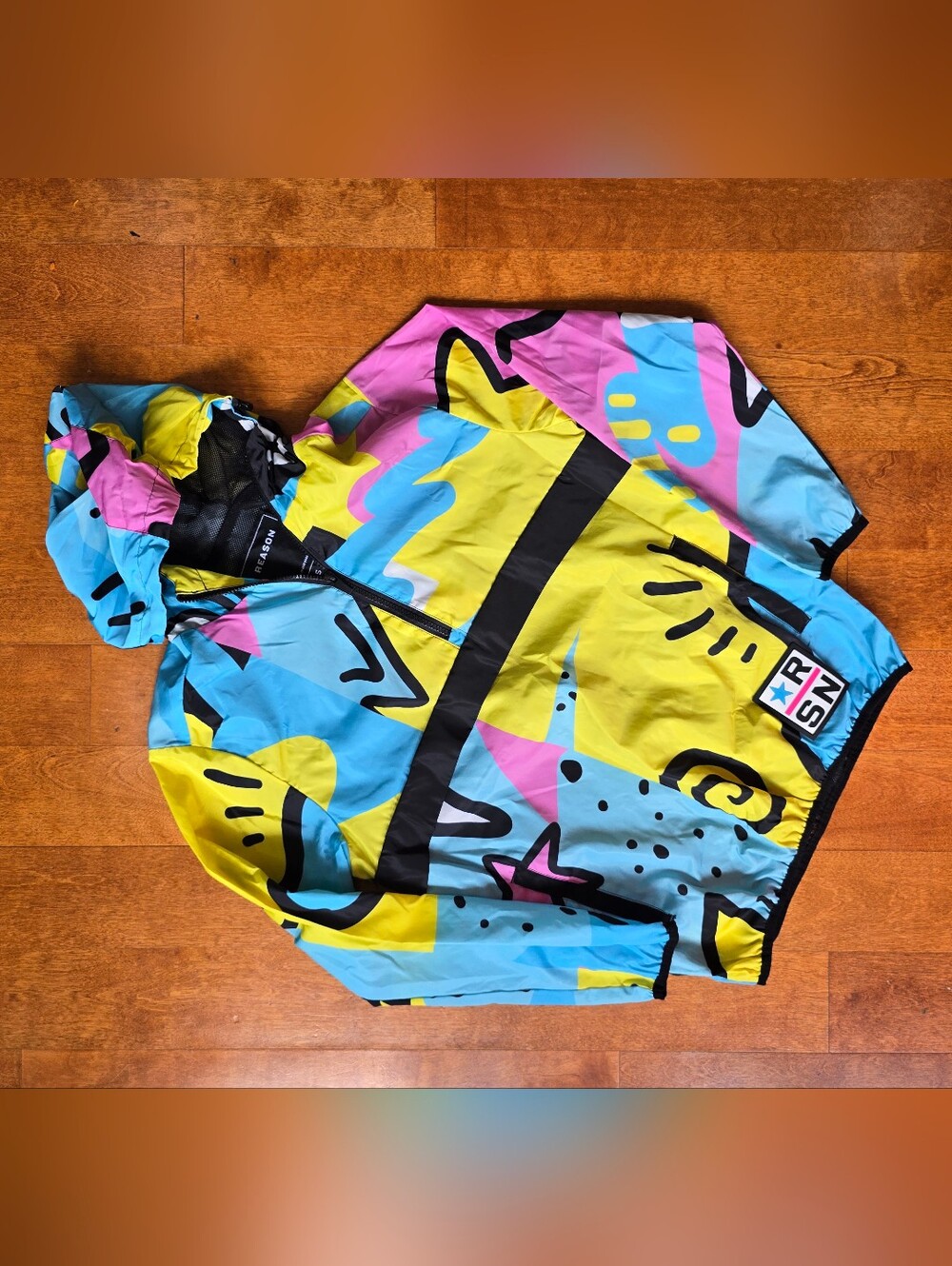 REASON brand multicolor  Peace relaxed anorak wind breaker jacket size small